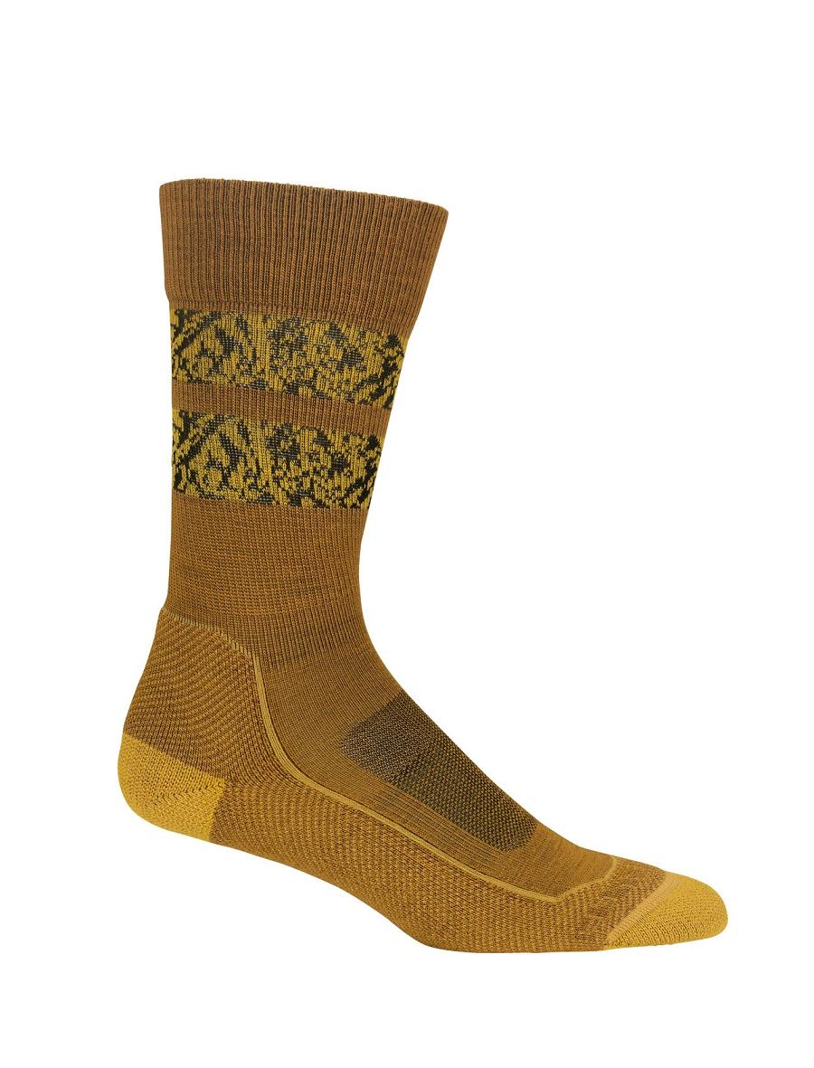 Women's Icebreaker Merino Hike+ Light Crew Natural Summit Socks Clove / Silent Gold | CA 1545TCEV